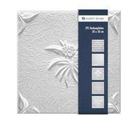 Paneles de techo de poliestireno EPS - Paneles de techo ligeros y robustos de diseño moderno - (2QM paquete económico NATURA WHITE 50x50cm) Placas de techo