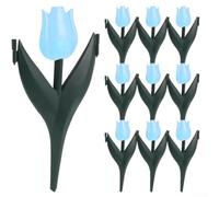 Paneles de valla de jardín en forma de tulipán, 12 piezas para bordes decorativos y caminos (flores azules)