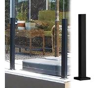 Paneles de valla de vidrio negro duraderos de 145 cm para jardín, balcón y terraza, kit completo de sistema de pilares para una protección elegante al aire libre
