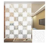 Paneles divisores de habitación de madera y plástico, 22 piezas blancas con tallado de flores, 11.4 x 11.4 pulgadas, elegante separador de habitaciones para uso doméstico y de oficina