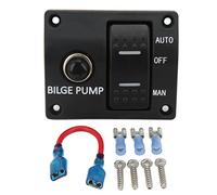Paneles Eléctricos para Barcos， Panel de Interruptor Basculante, Panel de Interruptor de Bomba de Achique de 3 Vías 12V 24V Disyuntor Integrado de 15a para Accesorio de Yate