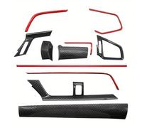 Paneles Interiores De Automóviles Para Civic Seden 2016-2020 11 Piezas Pegatinas Decorativas Para La Consola Central Y El Salpicadero Del Coche Con Aspecto Carbono(Red 11-Pcs set)