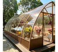 Paneles Invernadero Policarbonato 2MM Resistentes Hoja Techo Patio Transparente Protección UV Lluvia Pergola Techo Corte Fácil Patios Cochera(Brown,155 x 400cm)