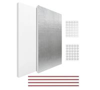 Paneles laterales de CA para ventana, protector impermeable de espuma, juego de 2 piezas con lámina adhesiva, aislamiento reflectante térmico, cierre universal para burlete de clima, kit de relleno de
