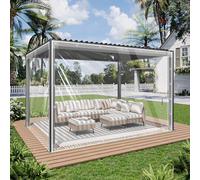 Paneles laterales de lona de PVC impermeable de 3 x 4,1 mDu con ojales transparentes para patio, porche, cenador, privacidad y protección al aire libre