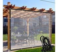 Paneles laterales de lona transparente impermeable con ojales, cortinas transparentes para exteriores, pérgola, cenador, cochera y jardín, 4 x 4 m, cubierta de lona