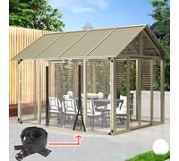 Paneles laterales impermeables con puertas con cremallera, cortinas de lluvia para patio, porche, cochera, pérgola, 220 x 300 cm, lona de plástico resistente