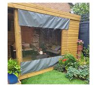 Paneles laterales impermeables de PVC transparente para uso en exteriores, cubierta de lona universal, tamaño personalizable (transparente y gris, 5,60 x 2 m), protección para todas las estaciones