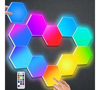 Paneles LED Pared con Control Remoto, Panel LED RGB Lampara Gaming Luces LED Habitacion Control Tactil Luces Hexagonos LED Geométricos DIY Setup Gaming Decoracion para Dormitorio Salón, 10 Paneles