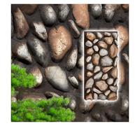 Paneles PVC Pared Baldosa de piedra de guijarros de PU para interiores y exteriores, textura realista 3D y resistente a la decoloración, tablero de yeso impermeable(C)