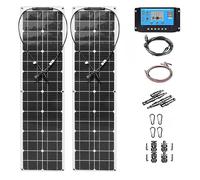 Paneles Solares Flexibles de 100 W, Kit de 2 Paneles Solares de 50 Vatios para Carga de Batería, Coche, Caravana, Techo, Barco, Cabina, Furgoneta, Superficies Irregulares,white