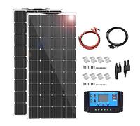 Paneles solares, Kit de paneles solares de 1000 W, varios tamaños disponibles, monocristalino flexible 200 W 18 V para autocaravana, barco, tienda, coche, remolque, carga de batería 12 V (2 x 300 W)