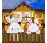 panemy Decoraciones para Vallas de Pascua, Letreros de Pascua para Patio con Cinta de Doble Cara, Letrero Jardin, Decoracion Jardin Adecuada para la Decoración Del Pasillo de la Valla (Conejo-A)