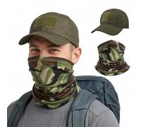 panemy Sombrero Hombre Verano y Máscara Facial, Sombrero para El Sol para Hombre 3 en 1, Ideal para Actividades Al Aire Libre, Pescar, Acampar, Hacer Senderismo (Estampado Verde Militar)