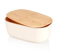 Panera color crema con tabla de bambú 39x23,5x15,5 cm