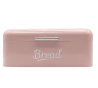 Panera con tapa, caja grande para mantener el pan crujiente de metal, apta para galletas, conserva durante mucho tiempo sin humedad, diseño retro (rosa, grande)
