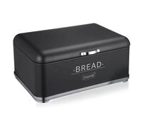 Panera con Tapa de Metal Recipiente para Pan con Tapa Negro Blanco 34,5x25x16,5