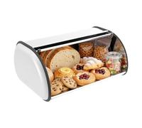 Panera de acero inoxidable 410 con tapa enrollable, resistente a los mosquitos, para guardar pan, panadería, caja de almacenamiento para panecillos, galletas, pan, 43,5 x 27 x 18 cm