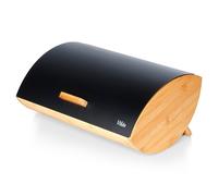 Vilde Panera de metal y madera, color negro, 35,5 x 24,5 x 15,5 cm