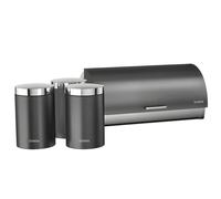 Panera de Mesa +Juego 3 Botes Cocina Almacenaje Acero Inoxidable Contenedor Pan
