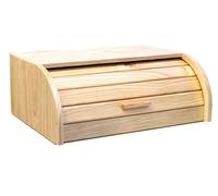 Paneras de madera con tapa de persiana plegable cesta para pan, bollos, alimentos de madera natural, recipiente con tapa deslizante para almacenar pan, bollitos. (48x25x15cm)