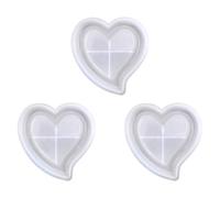 PANFHGFG 3 moldes para Hornear en Forma de corazón con desmoldeo, siliconas Resistentes Calor, Bandeja para joyería, tapete para Taza, Molde para Regalo DIYer, resinas en Forma de corazón