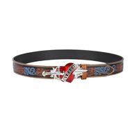 PANFHGFG Cinturón de cintura de tendencia de los años 2000, cadena Punk vanguardista, hebillas grabadas, cadena moderna, cinturón en relieve, accesorio Punk para mujer