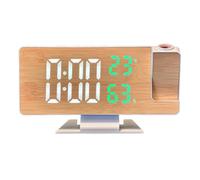 PANFHGFG Reloj Despertador Digital con patrón de Madera con proyección LED con Pantalla Temperatura Interior Pantalla de Humedad Función de repetición Reloj Despertador con proyección LED