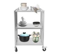 panfudongk Carro de acero inoxidable de 3 pisos con frenos de estacionamiento para gastronomía, cocina, restaurante y bar, capacidad de carga de hasta 100 kg, ofrece una organización y un orden