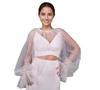 PANGBOER 3. Funda de encaje transparente para el brazo, mangas acampanadas para sesión de fotos, recepción y vestimenta de boda en interiores, sin botones, cortina de hombro, crema, Talla única