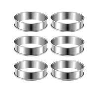 PANGBOER 6 anillos de acero inoxidable para tartas, moldes redondos de doble rollo, suministros para hacer postres, suministros de metal para hornear, anillos de acero inoxidable para tartas