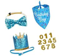 PANGBOER Accesorios para Perros, Sombrero de, pañuelo, Corbata con Detalles numéricos para decoración de Fiestas y Uso fotográfico, Traje de celebración para Mascotas, Accesorios para Retratos de