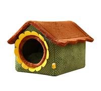 PANGBOER Cama suave para perro, casa de invierno con forma de girasol, tienda de campaña cerrada para mascotas para gatitos y cachorros, casas para gatos de interior, casas grandes para gatos de