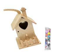 PANGBOER Casa rural de madera para pájaros, nido sin pintar para jardín al aire libre, patios, caja de cría colgante para refugio de aves silvestres, caja nido de madera natural