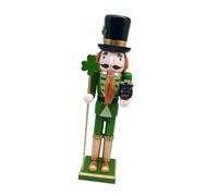 PANGBOER Cascanueces decorativos de 38 cm con uniforme verde, figura irlandesa de madera, marioneta del día de San Patricio, adorno de regalo, cascanueces decorativos