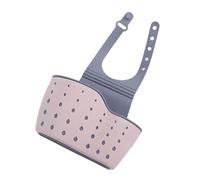 PANGBOER Cesta de drenaje de almacenamiento para fregadero, soporte para esponja, correa ajustable, organizador de jabón, suministros de organización de cocina, agujeros de drenaje