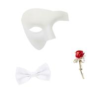 PANGBOER Colección de piezas faciales para eventos de escenario con corbata, alfiler de, cobertura de media, correa elástica para Halloween, salón de baile, disfraz de mascarada, juego de accesorios