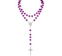 PANGBOER Collar católico con cuentas de rosario con crucifijo, medallas milagrosas, regalo de primera comunión, oración, One Size, como se describe, como se describe