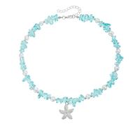 PANGBOER Collar con colgante de estrella de mar, acento de y perlas, diseño de moderno para mejorar atuendo diario, moderno para trajes con clavícula, fiesta ajustable