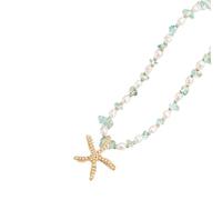 PANGBOER Collar con colgante de estrella de mar, acento de y perlas, diseño de moderno para mejorar atuendo diario, moderno para trajes con clavícula, fiesta ajustable
