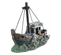 PANGBOER Decoraciones de Barcos hundidos para Acuario Adornos de Barcos hundidos de Resina ecológico Cueva de naufragio Entornos de escondite de Betta Adorno de Acuario de Arrecife caribeño