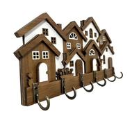 PANGBOER Gancho de pared de madera, gancho colgante en forma de casa en miniatura, colgador decorativo de madera para llaves y decoración, estante para llaves de casa europea