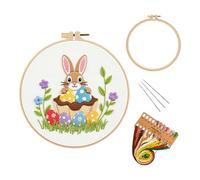 PANGBOER Juego de manualidades de bordado con temática de Pascua, incluye instrucciones (idioma español no garantizado), hilo y aguja para decoración de vacaciones, regalo y reunión, juego de hilos de