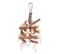 PANGBOER Juguete masticable para pájaros, cuentas de madera para periquitos, columpio, mejora la salud, juguete para pájaros para conures