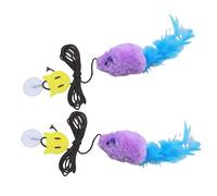 PANGBOER Paquete de 2 ratones de juguete para gatos con cuerda elástica ajustable, marco de puerta, juguete de sonido chirriante para suministros de mascotas activas