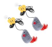 PANGBOER Paquete de 2 ratones de juguete para gatos con cuerda elástica ajustable, marco de puerta, juguete de sonido chirriante para suministros de mascotas activas