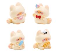 PANGBOER Paquete de 4 figuras de resina de dibujos animados de gatos siameses en miniatura, decoración de escritorio para el hogar, oficina, decoración y proyecto de paisaje