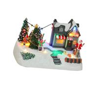PANGBOER Pueblo Musical Animado de Pan de Jengibre de Navidad con/árbol Giratorio, de colección navideña iluminada, decoración del hogar, Musical de Casas de Pueblo