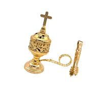 PANGBOER Quemadores de incienso de metal con tapa de cruces y pinzas para aromaterapia, decoración del hogar y meditaciones