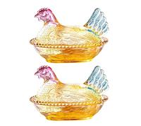 PANGBOER Vasos de cristal para gallina en nido con tapa, cuenco retro, decoración de mesa para el hogar, oficina, tarros de cocina con tapa decorativa